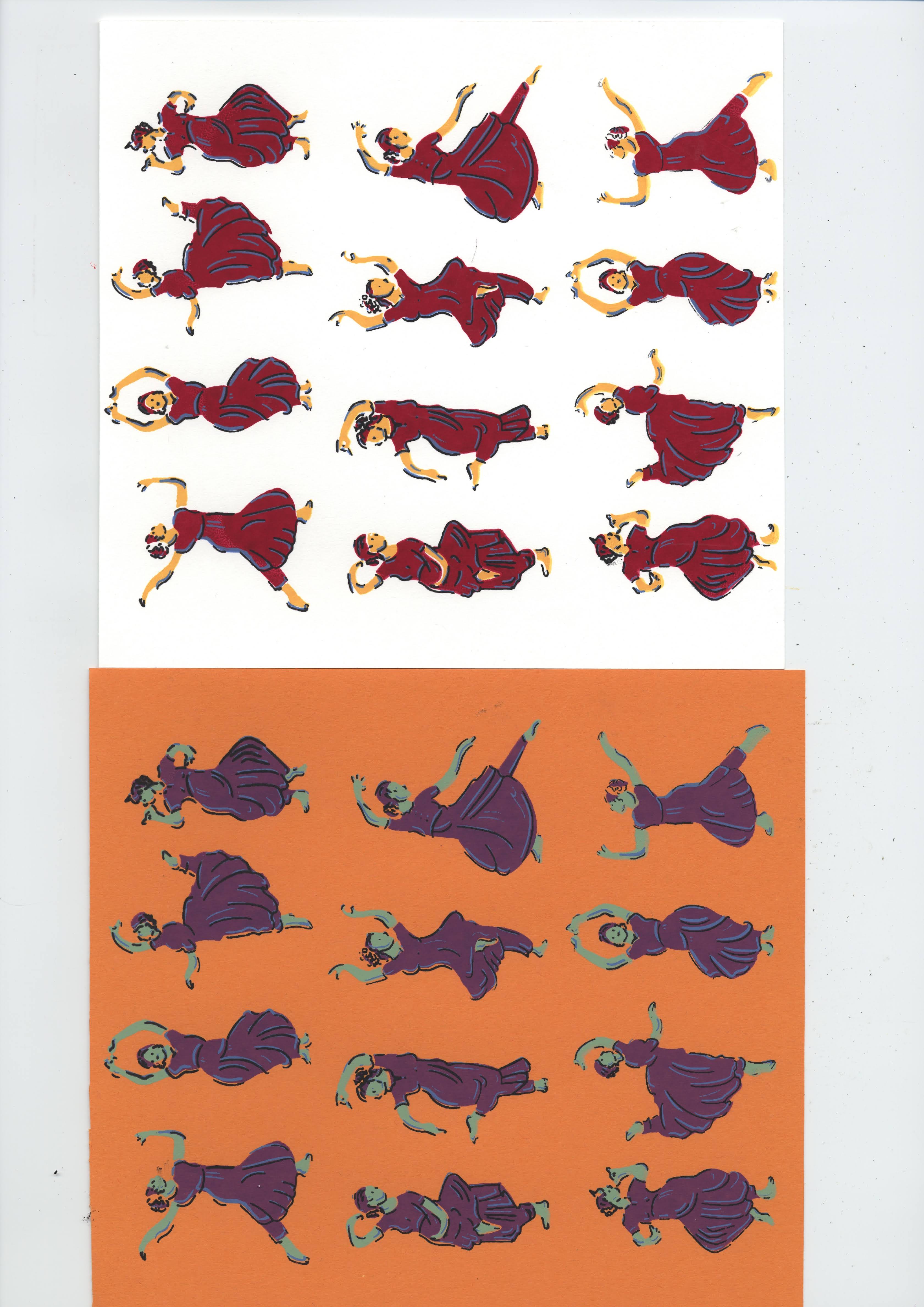 Olive/navy and orange/white colorways side by side